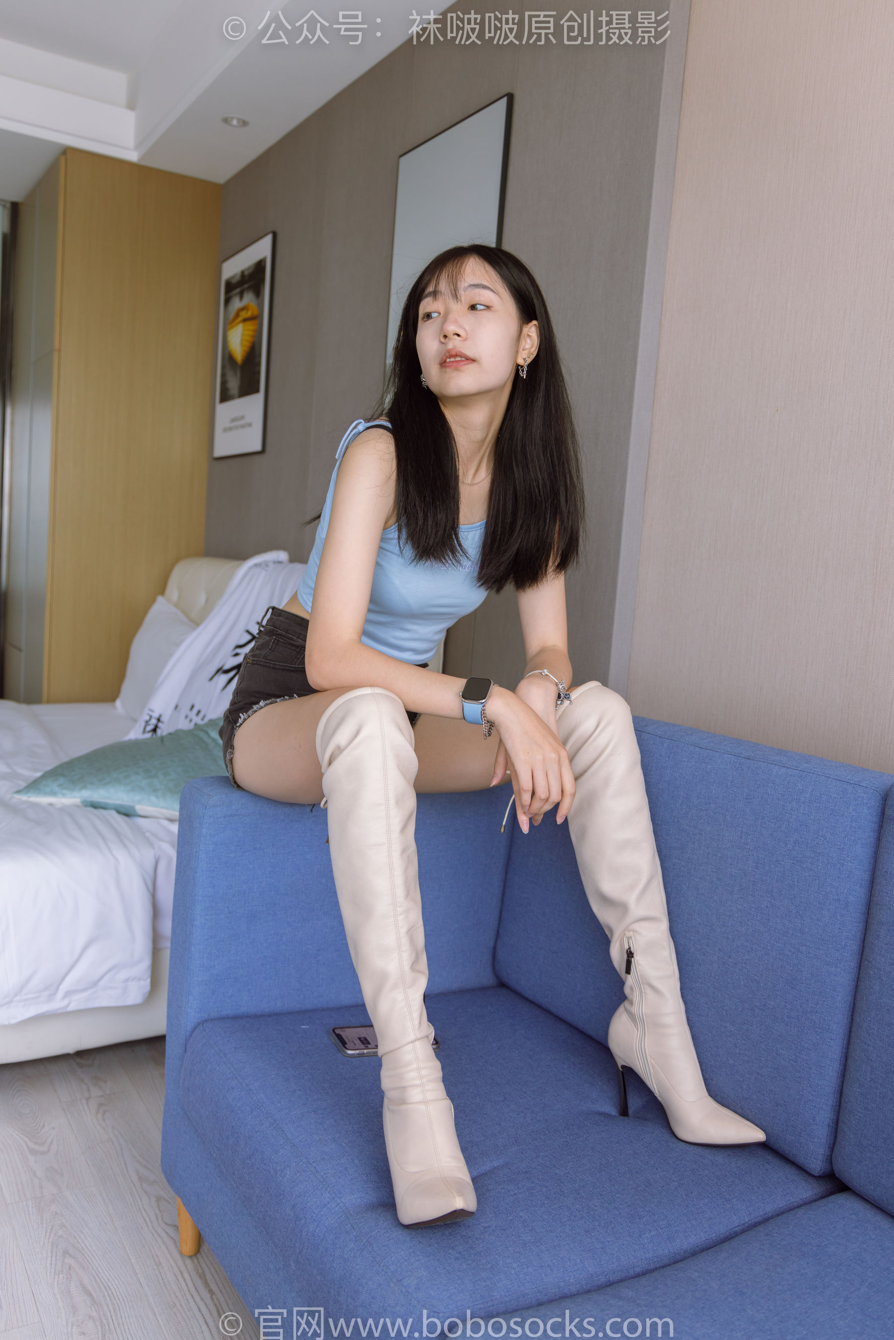 Bobosocks袜啵啵[👠👠👠袜子] No 174 小甜豆高跟长靴白棉袜裸足 中国美女 秀私界